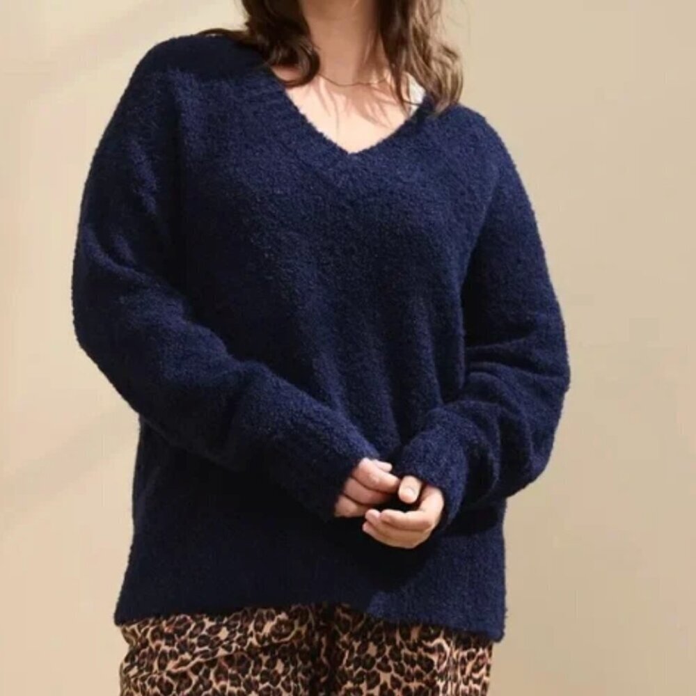 Aerie Teddy Boucle V Neck Sweater
